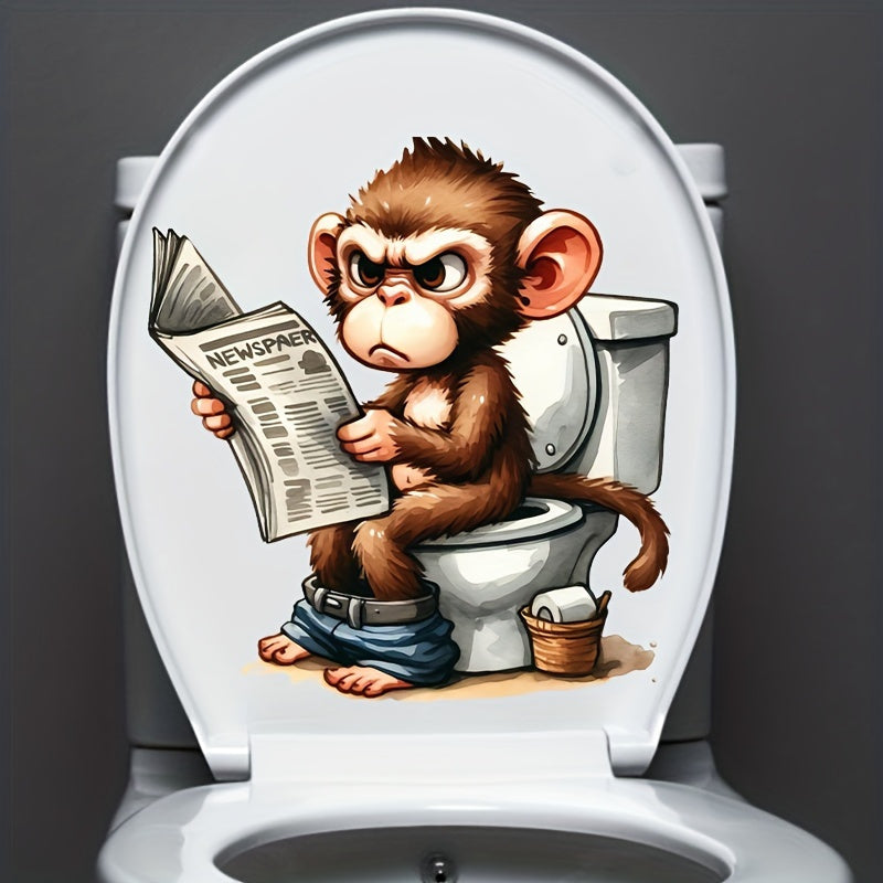 TEMU Festive Monkey Toilet Stickers For Christmas - Waterproof And Removable Bathroom Decals, Ideal For Holiday Decor - Suitable For Christmas,