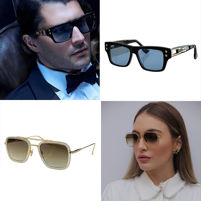 sunglasses for men Oversized glasses GRANDMASTER SEVENDT 407 Rectangular plate frame with wraparound mirror leg fashion lens with case retro exquisi