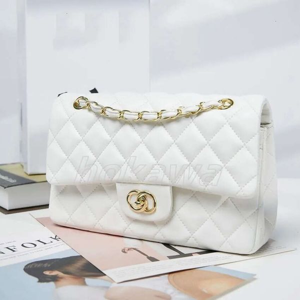 WithBoxDesignerTOPQualityWomensDiaGridSheepskinHandbagSingleDiagonalCrossClassicFashionChainFatSmallSquareBagWalletgonal