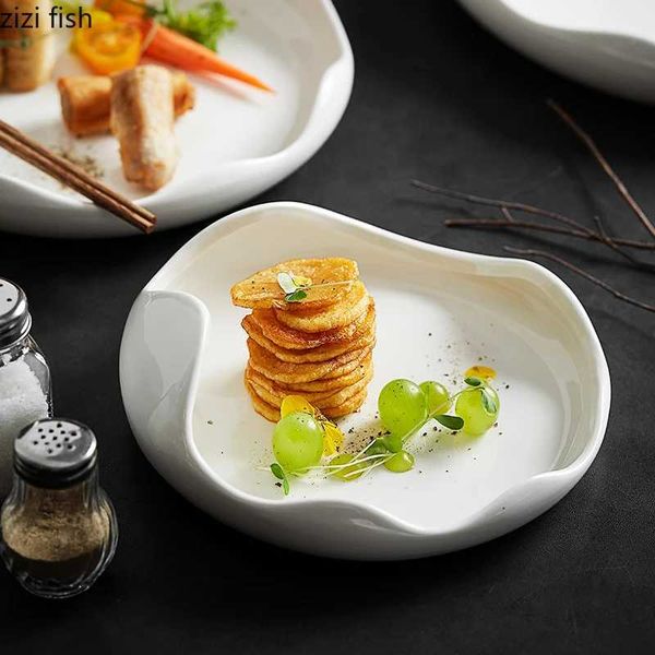 Ceramic Dinner Dish Steak Plates Creative Household Irregular Shaped Tableware Pasta Plate Modern Hotel Restaurant Dessert TraysC241213