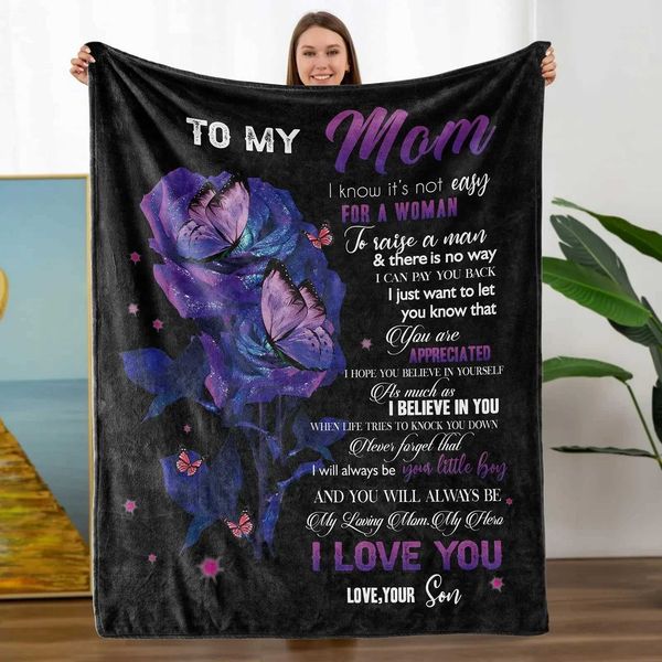 I Love You Mom Throw Blanket Gifts for Mom Birthday Gifts for Women -Mom Gifts From Daughter or Son for Birthday Mothers DayXJ241210