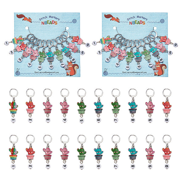 Alloy Enamel Cactus Pendant Locking Stitch Markers