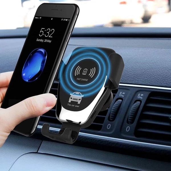 Wireless Fast Charger Car Mount, Gravity Auto-Clamping Air Vent Phone Holder for iPhone Samsung S10 2024 Smartphones, Black