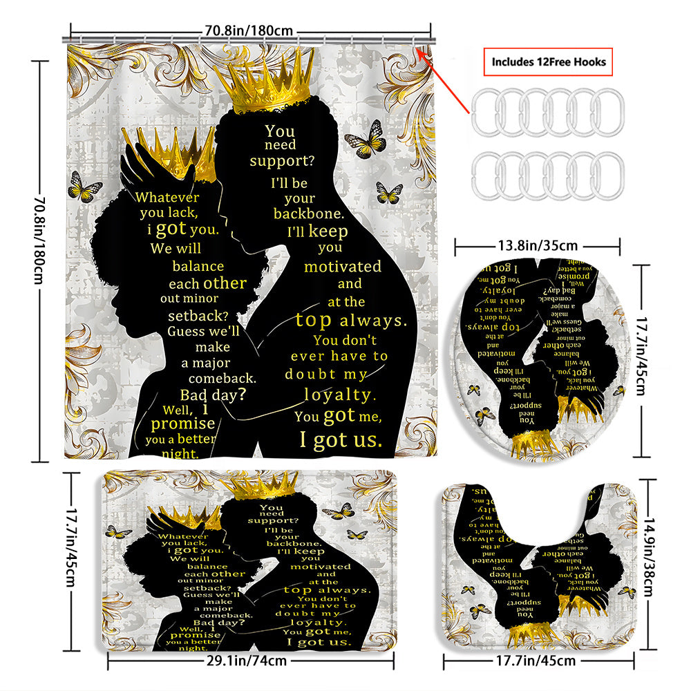 TEMU 4pcs Crown Curtain Shower Curtain Decoration, Beautiful Housewarming Gift Decoration, Waterproof Shower Curtain And Toilet Floor Mat Three-piece