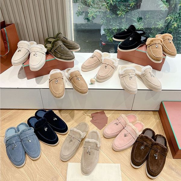 Winter Women Boots Shoes Loafers Summer Charms Walk Flat Luxury Designer Suede Wool Fur Warm Sheepskin Snow Boots Slippers Classic Sandstone