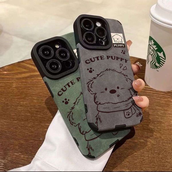 Scarf Small Brown Dog Suitable for Apple Pro New 15 Flip Fur iPhone 16 Promax Anti Drop Precision Hole