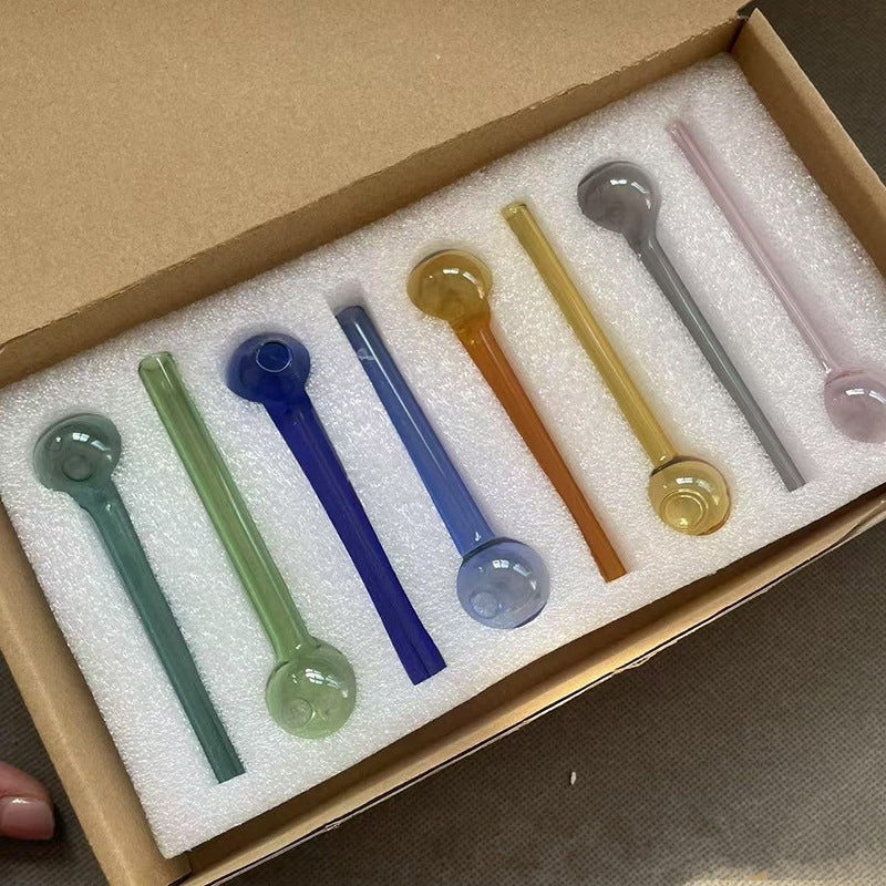 4 Inch - 10cm Colorful clear Glass Oil Burner Pipe hookahs Spoon Pyrex Hand Pipes For Smoking Accessories Tobacco Tool Package well by bubble box