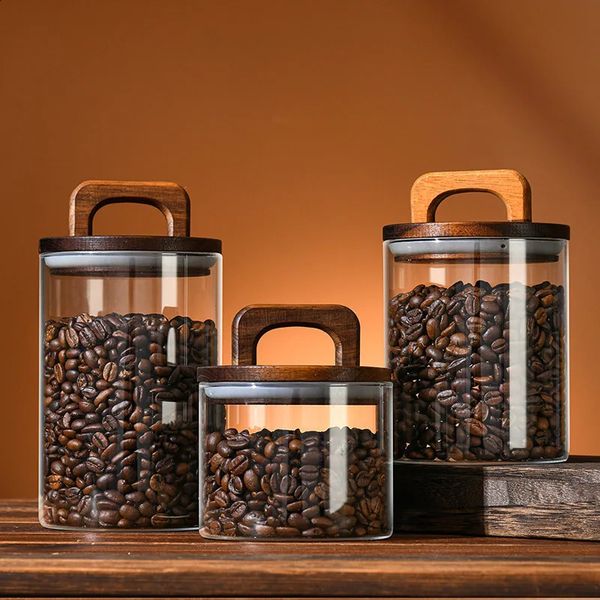 Sugar coffee tea container transparent storage sealed glass jar with lid food airtight 240826