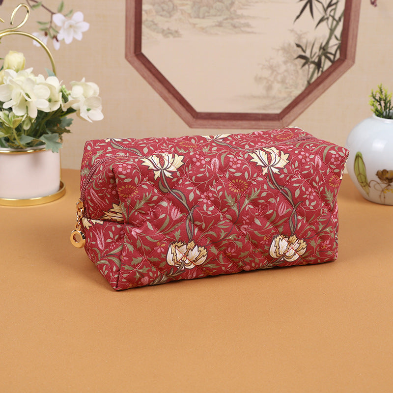 A523-AAAA Embossed small fresh lily flower cosmetic bag portable travel skin care storage bag