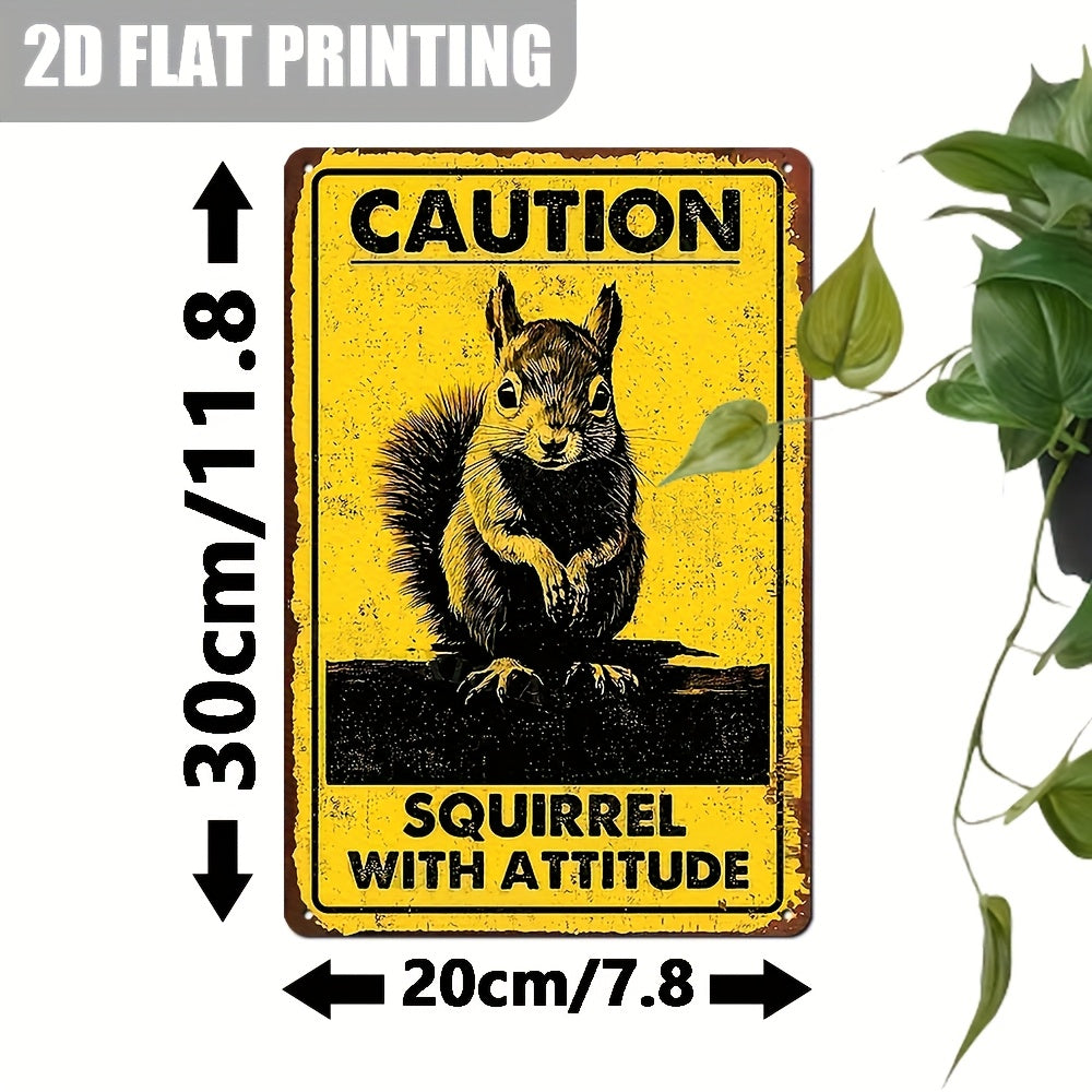 TEMU 2d Flat, 2d Plane-metal , Squirrel For Fun, Fun Poster, Suitable For Outdoor Wall Decoration, 2d Plane Printing, Decorative Labeling And Plaque,