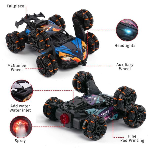High Quality Six wheel swing arm stunt car 360 swing arm six wheel spray deformation car remote control drift climbing car T241023