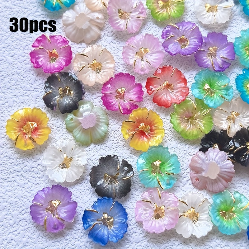 TEMU 20-30pcs 0.59in Acrylic Lovely Shiny Color Flower Flat Back Single Hole Pendant, Suitable For Making Earrings, Necklaces, Key Rings, Accessories