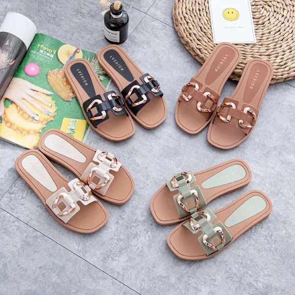 Sandalias Mujer Sandals Verano 2024 Designer Shoes Sapatos Femininos Flip Flops Sapatilha Feminina Chaussures Plates Fas 4e7