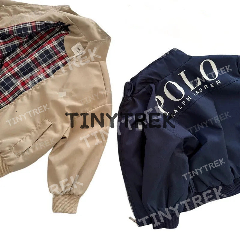 Autumn Winter POLO Childrens Embroidery Jackets Girls Cotton Outerwear Baby Clothes Boys Coats Kids Clothing