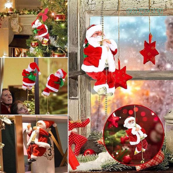 ctric Climbing Ladder Santa Claus Music Doll Christmas Ornament Decoration For Home Christmas Tree Hanging Decor NewYear Gift