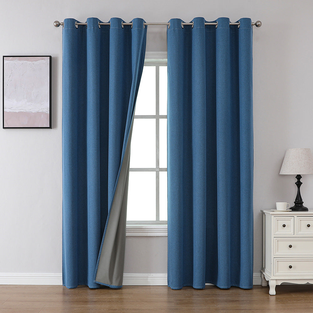 YL-36900 finished curtain blackout bedroom living room balcony sun protection heat insulation gray simple hook type high precision curtain wholesale