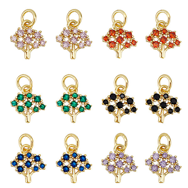 12 Stück 6 Farben Messing Micro Pave Zirkonia Charms