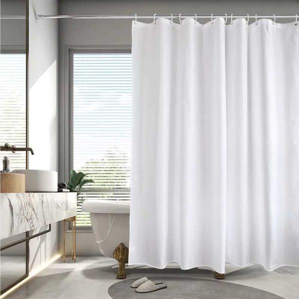 White shower curtains waterproof thick shower curtains solid color polyester fabric partition curtains household bathroom accessories W24080