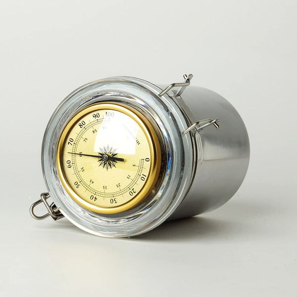 New Stainless steel belt moisture meter tobacco storage tank humidifying tanks moisturizing case 3.5-7.8oz Humidor humiditer jar