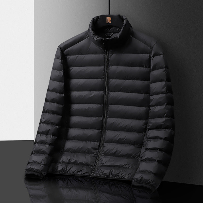 M12121 Men&#039;s winter live stand collar lightweight down jacket cross-border warm cold white duck down