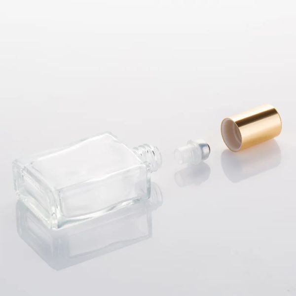 15ml Square Mini Portable Steel Ball Bottle Refillable Roll on Bottle For Essential Oil Travel Perfumes Bottles Container