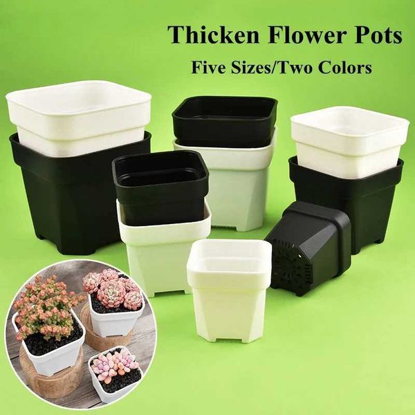 Planters Pots 5-10PCS Quality Thicken Square Flower Pot Succulents Plant Flowerpots Nursery Grow Container Cactus Pot Planter Garden Supplie