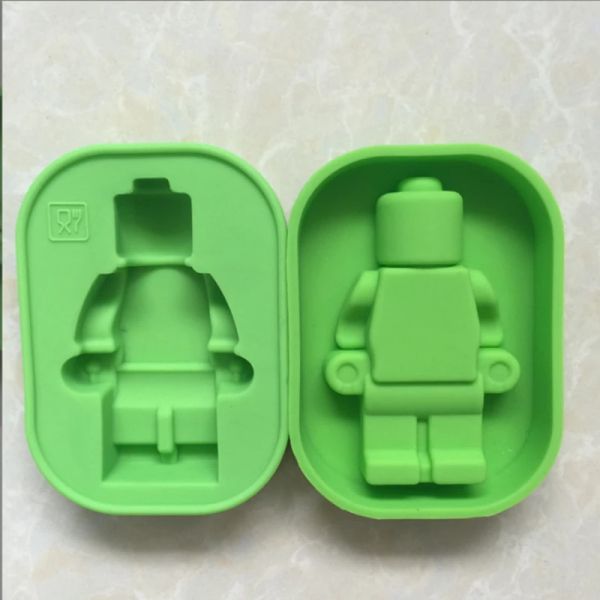 Robot Chocolate Silicone Mold Building Blocks Bricks Candy Ice Tray DIY Jelly Fudge Kids Party Themed Baking Tools