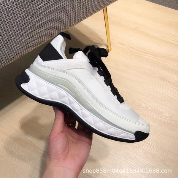 High end quality womens panda sports shoes diamond grid lace up shallow mouth round toe single shoes casual shoes