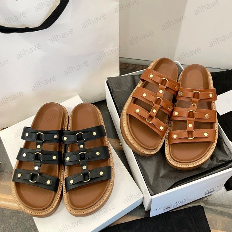 Designer sandals Gladiator Mule slippers Designer slide woman Flip flops sandale Mules Casual Shoe Slippers Flat Summer celins Beach Slide 35-42