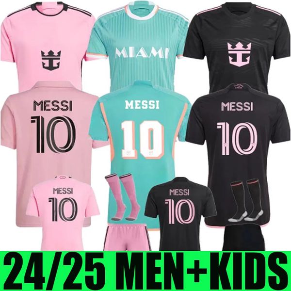 Kids Football Kits 24 25 Messis Mens Soccer Jerseys Kit 2024 2025 Inter Miami Fc Jersey Baby Shirts Camisetas Futbol Maillot