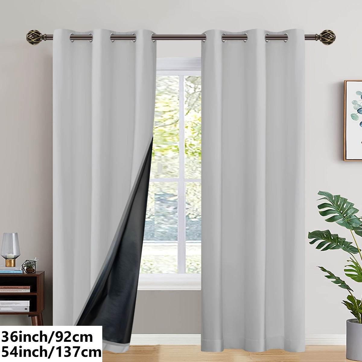 D3 Blackout Curtain, Heat-Insulated Grommet Curtains For Bedroom Darkening, Noise Reduction Curtains For Living Room