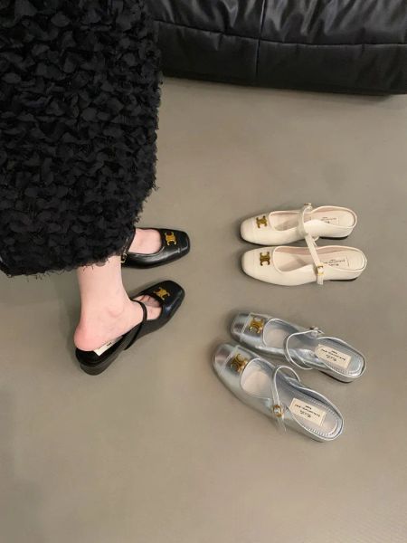 Inner height, Mary Jane single shoes, gentle temperament, French sandals, Korean version of the thick-soled women&#039;s toe semi-drag