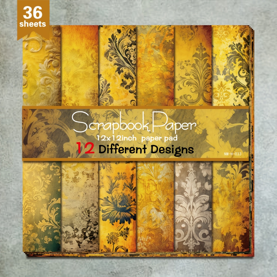 TEMU 36 Sheets 12"x12" Diy Yellow Patterned Paper, Material Paper Colorful Decorative Gift Scrapbooking Supplies Kit Aesthetic Decorative Gift