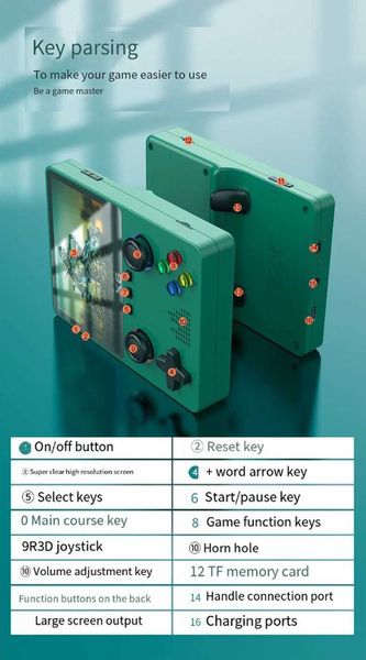 New X6 Game Console Retro Video Game Console 3.5Inch IPS Dual Joystick 11 Simators GBA Handheld Game Player for Kids GiftsC250212