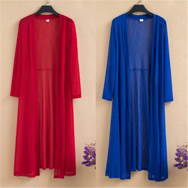 Summer Autumn Long Cardigan Women 4XL 5XL 6XL Female Cardigans Sleeve Loose Coat Jacket Ladies Shawl Outerwear 240819