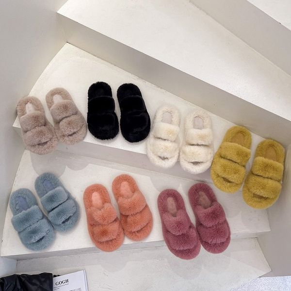 free shipping cotton slippers designer shoes new fur slippers autumn winter indoor household cotton slippers for warmth thick bottom plush s