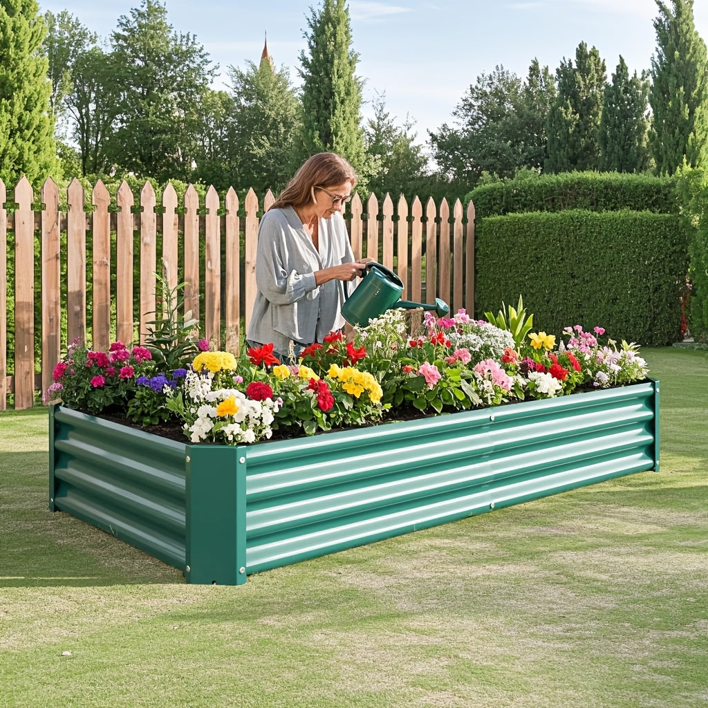 TEMU Raised Garden Bed Outdoor, 6×3×1ft, Metal Raised Rectangle Planter Box For Plants And Vegetables - Silvery, Garden Beds Raised, Metal Raised