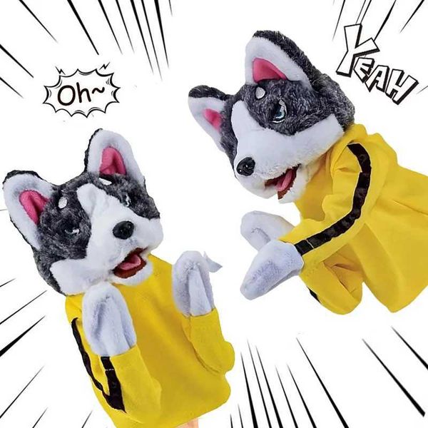 Kung Fu Animal Toy Husky Gloves Dog Interactive Hand Boxing Puppet Finger Battle Sound Plush Doll Kid Adult Toy Birthday GiftXJ240827