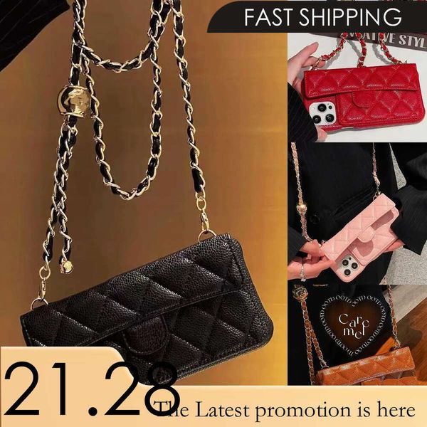 For 15 Women Crossbody Leather Phone Designer iPhone Case Apple iPhone14 Pro Max 13 12 14 Plus Wallet Card Holder Cases Cover Shoulder Chain