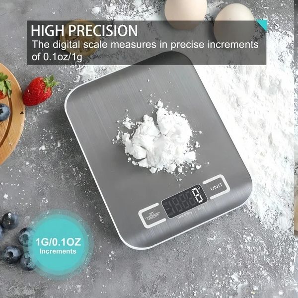 High-precision Kitchen Scale Stainless Steel Coffee Electronic Scale Home Baking Professional Measuring Mini Kitchen Tool 5kg-1g 241205