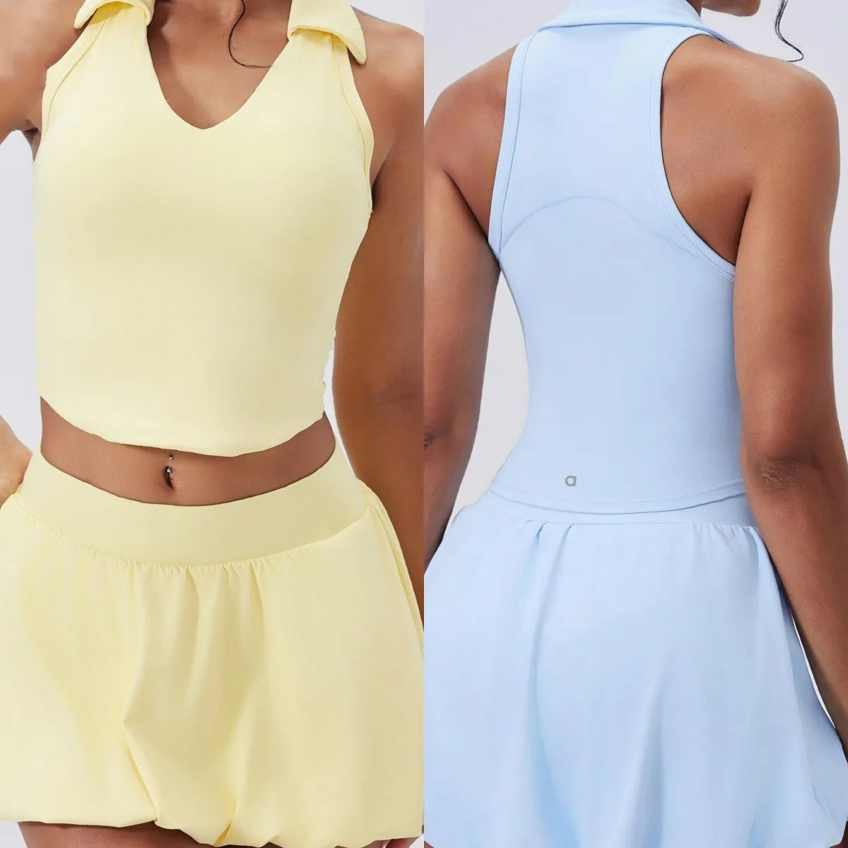 A1187Lapel Back Yoga Vest Fitness Shirt Outdoor Sports Running Fitness Clothes High Waist Anti-exposure Tennis Short Skirt Sports Short Skirts