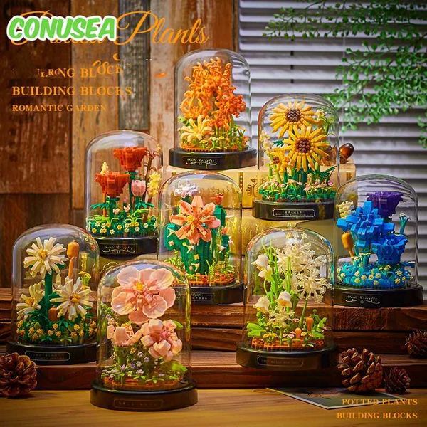 Christmas gift Micro Flower Building Blocks Mini Bricks Particles Eternal Life Flowers Home Decoration Assembling Puzzle Toy kidC250121