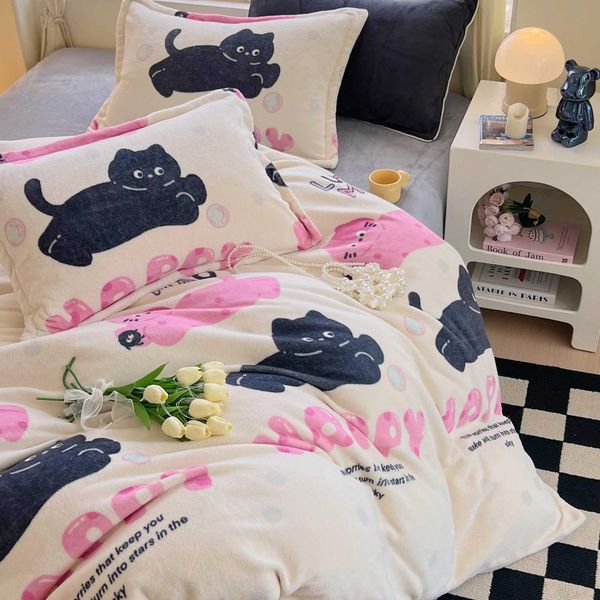 YanYangTian Winter Comfort Sets Bed Linen Milk velvet Bedding set Four-Piece warm Bed Sheets SetXJ241015