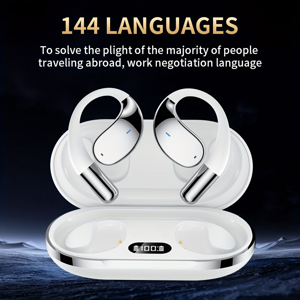 TEMU Ai Translation Headset With Bone Conduction Technology, 144-language Real-time Translation, 6-microphone Noise Cancellation, Wireless Smart,