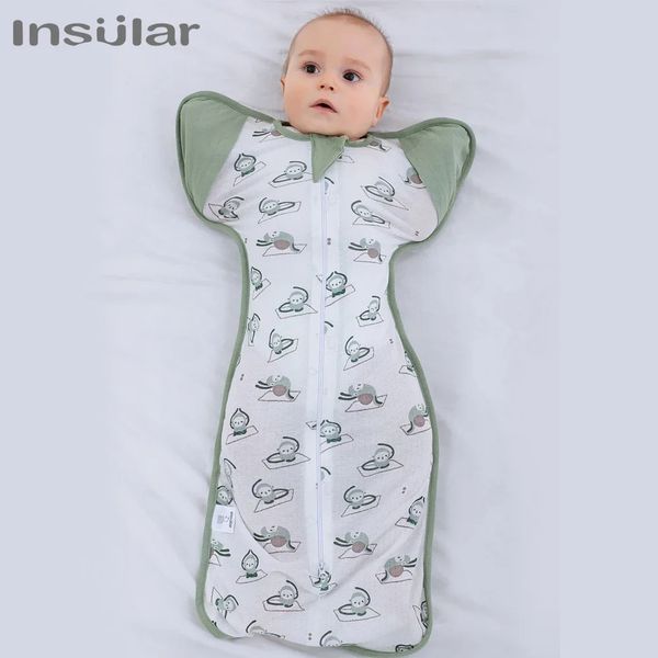 Insular born Swaddle Wrap Hat Baby Cartoon Sleeping Bag Infant Cotton Bedding Blanket 2pcs Sets For Baby Care 250113