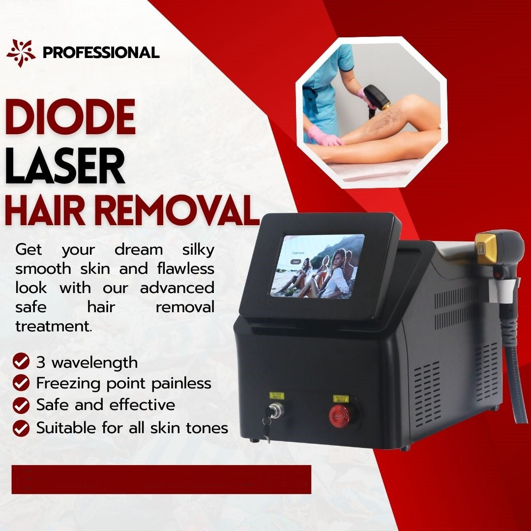 HOT Ice Painless Alexandrite Laser Permanent Hair Remover 755nm 808nm 1064nm Diode Laser Hair Removal Machine Epilation Definitive