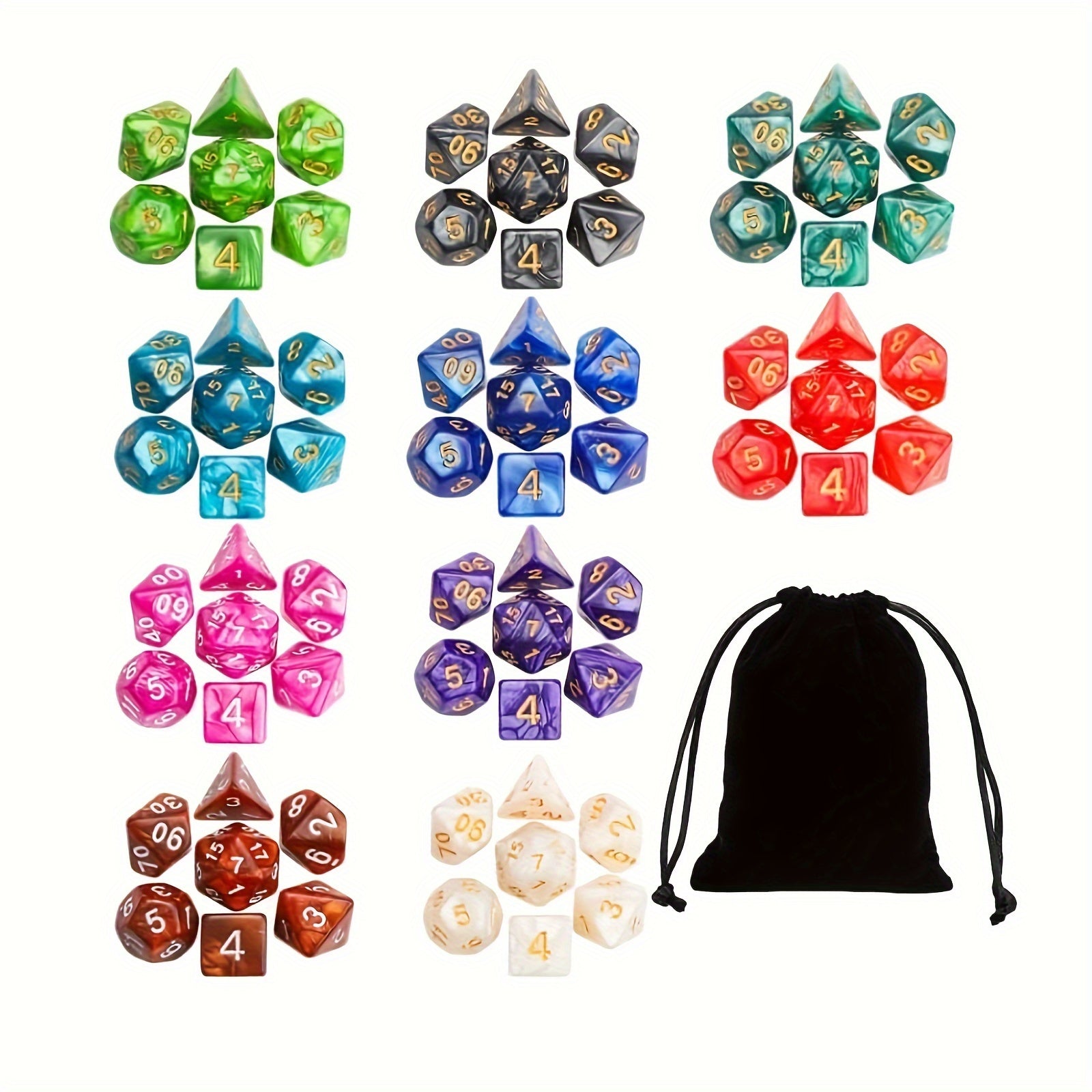 TEMU A Set Of 70 Polyhedral Dice -10 And 2 Tones - Used For And Dragon Pathfinder Dnd Rpg Mtg Tabletop Games.