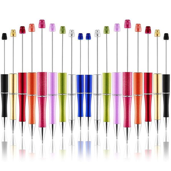 Plastic Beadable Pen DIY Bead Ballpoint Pens for Kids Students Presents Office School Supplies Mixed Color XBJK2112