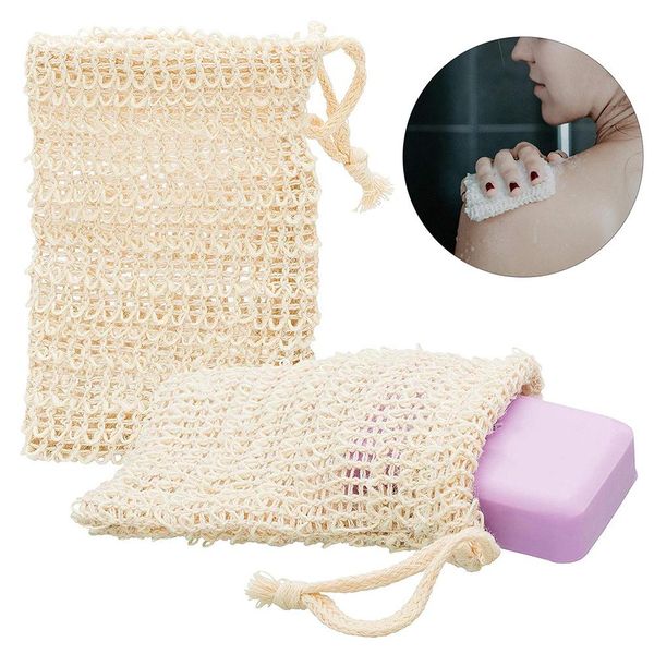 Natural Ramie Shower Exfoliator Sponge Pouch Net Comfortable Bubble Blister Mesh Soap Saver Foaming Bag