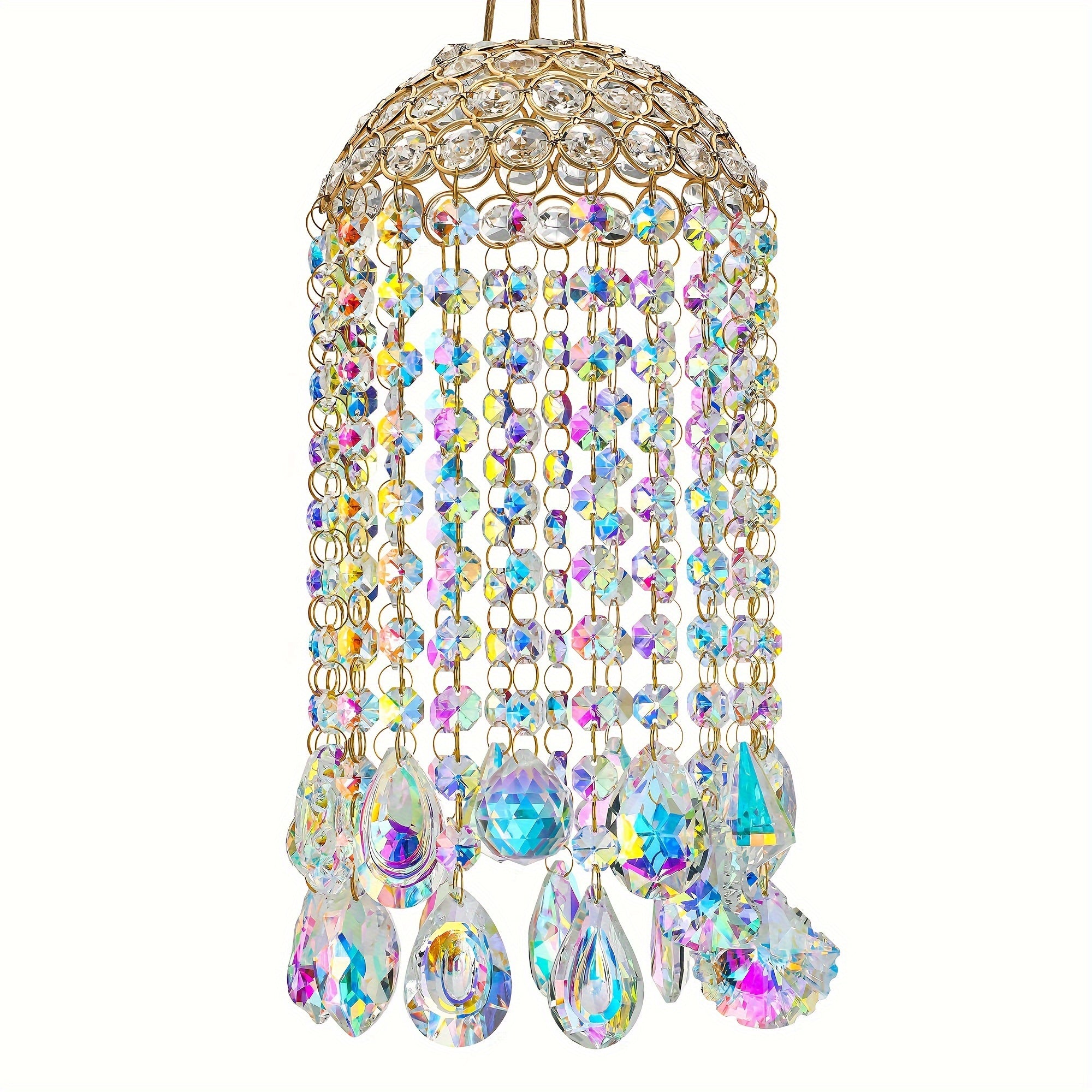 TEMU Chandelier Wind Chimes Crystal Suncatcher Window Hanging Sun Ab Color Crystal Prism Pendant, Festive Ornament, Elegant Ornament, Prism Effect,